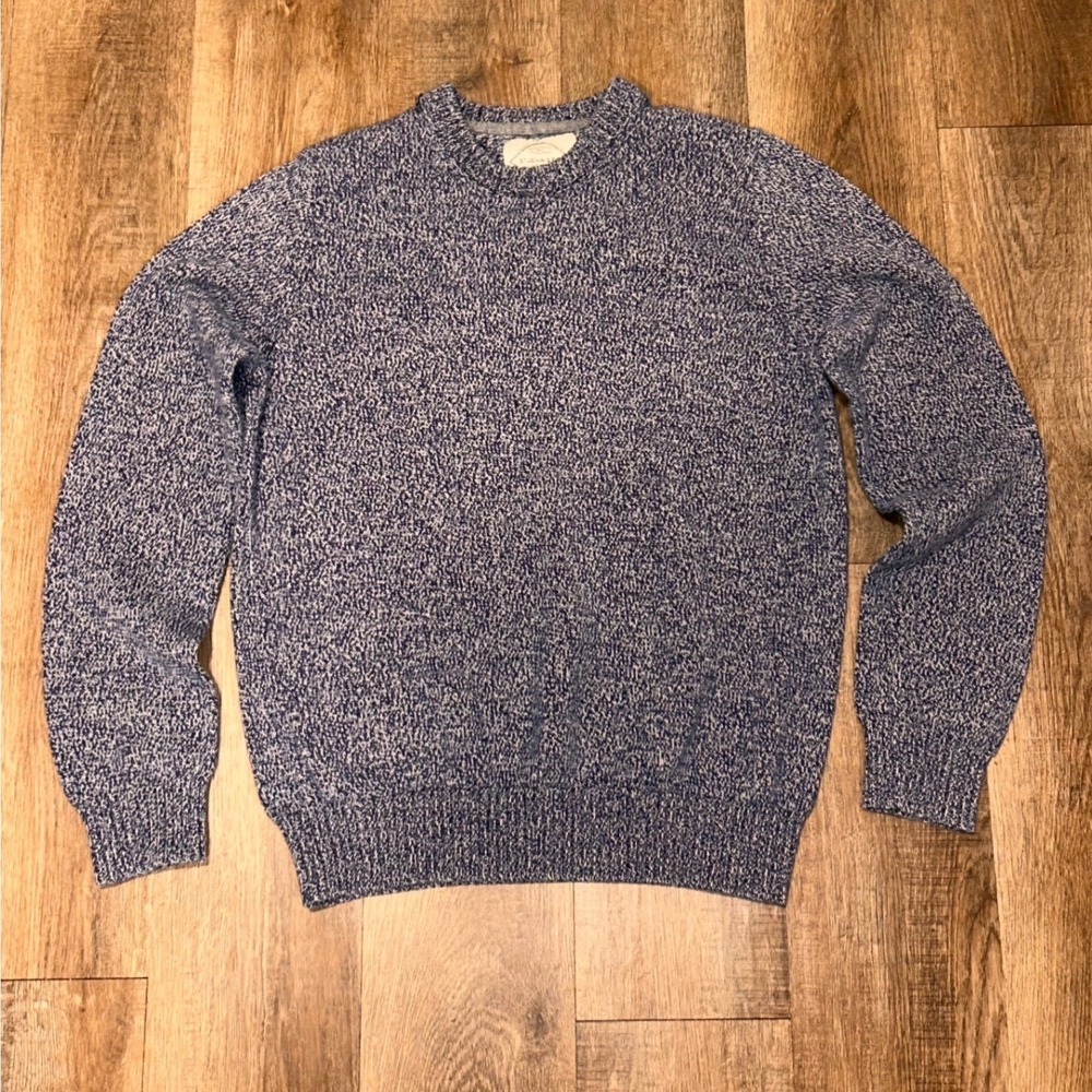 St Johns Bay Marled Blue White Cotton Crew Neck Sweater Mens Medium Gorpcore